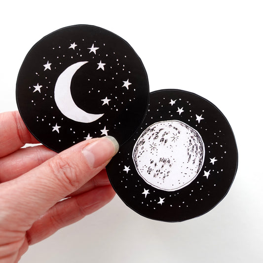 2 Stickers - Moon Phases