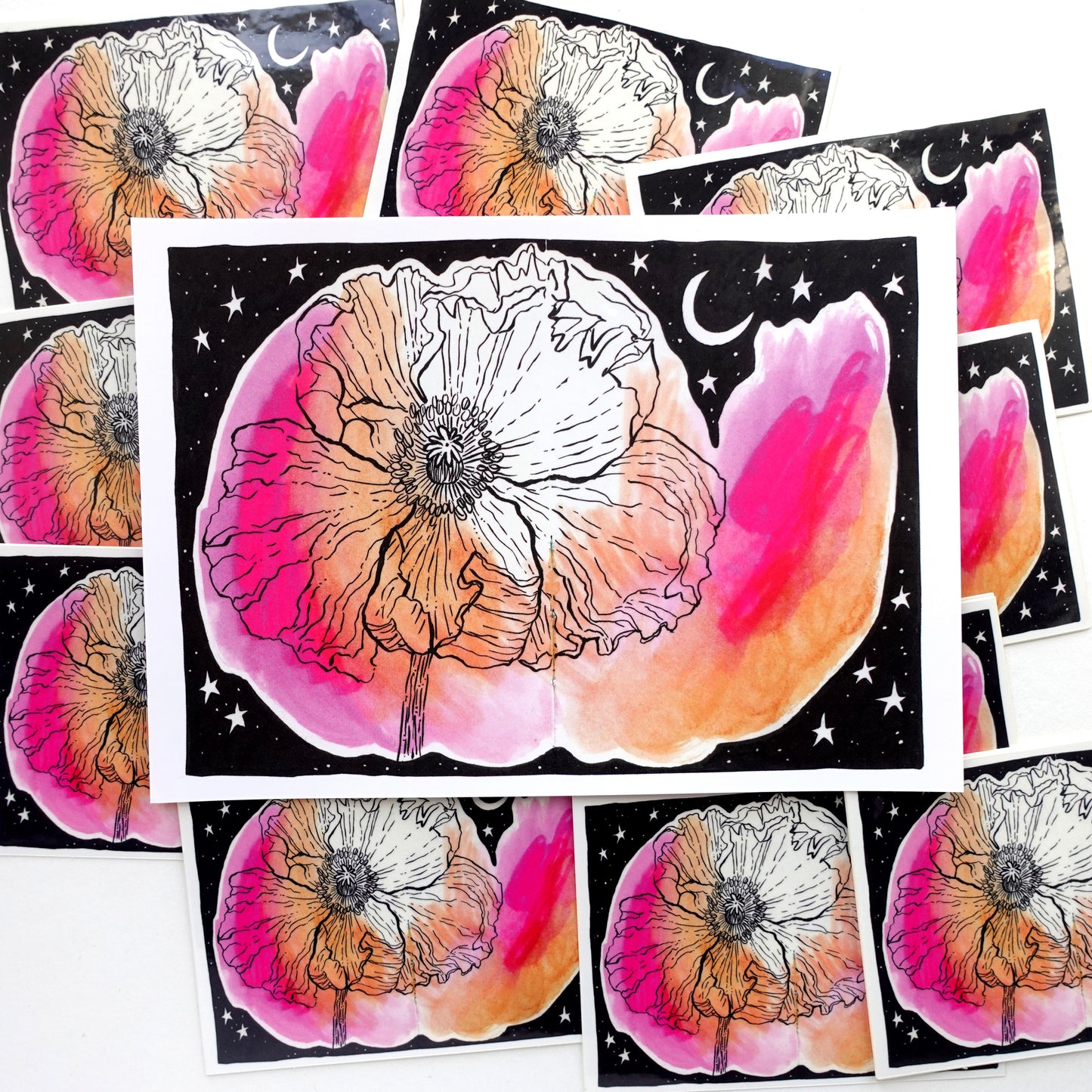 Mini Print (5x7) - Pink Midnight Poppy