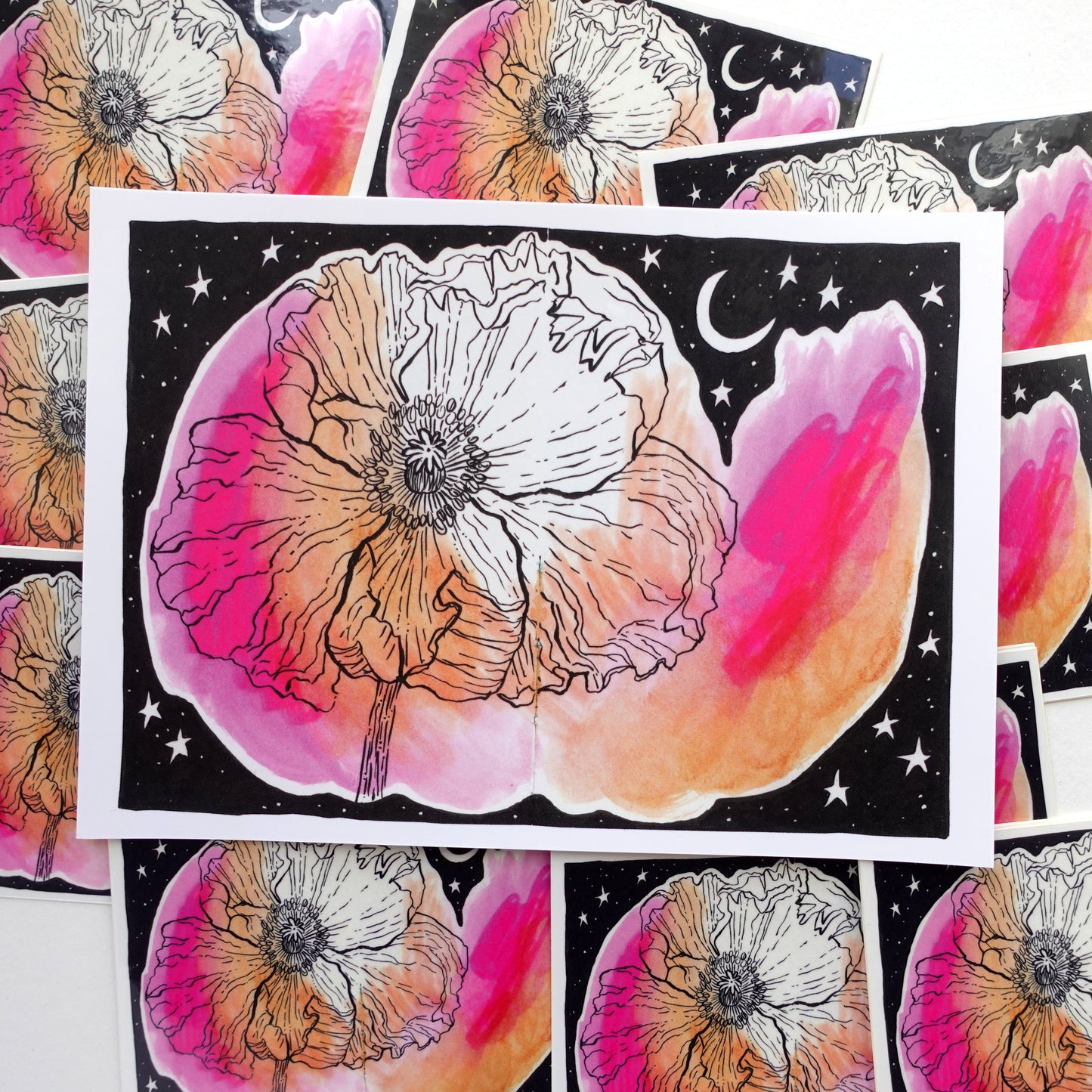 Mini Print (5x7) - Pink Midnight Poppy