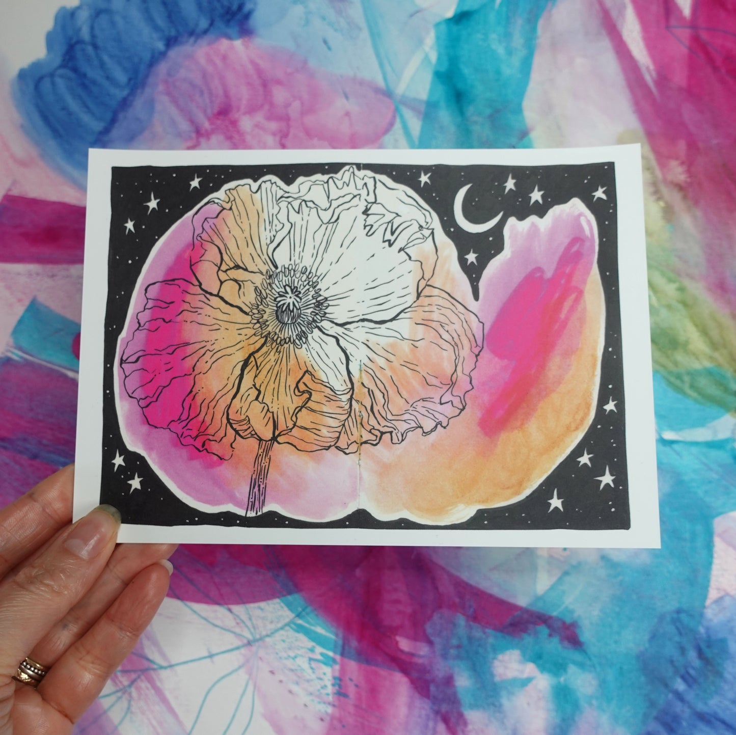 Mini Print (5x7) - Pink Midnight Poppy