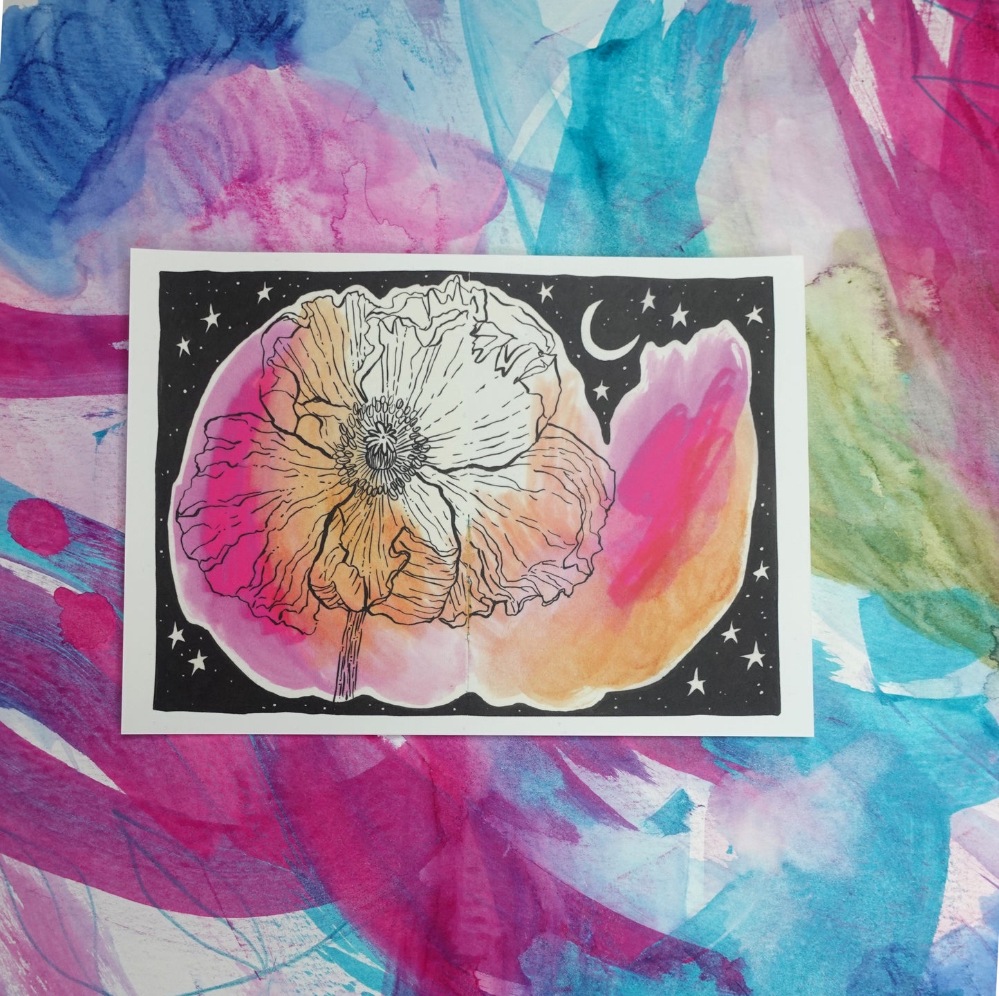 Mini Print (5x7) - Pink Midnight Poppy