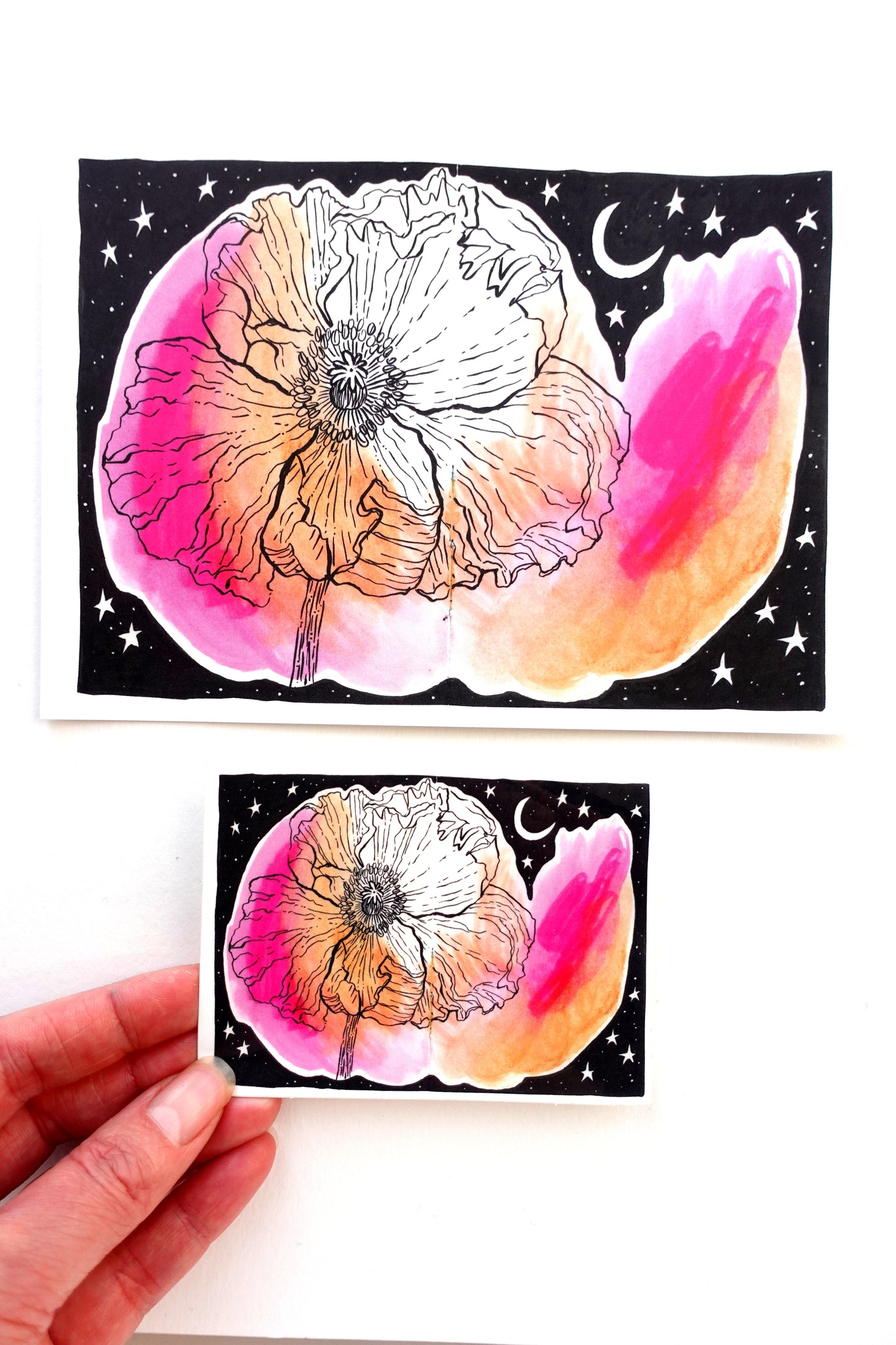 Mini Print (5x7) - Pink Midnight Poppy