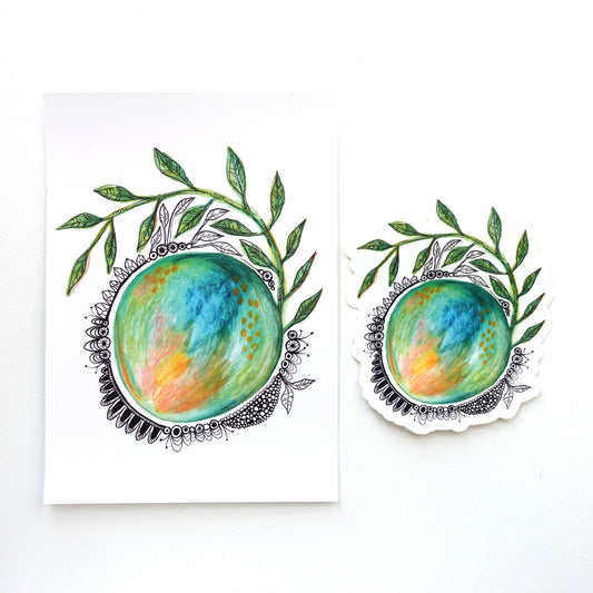 Sticker & Print (5x7) - Mandala Orb set