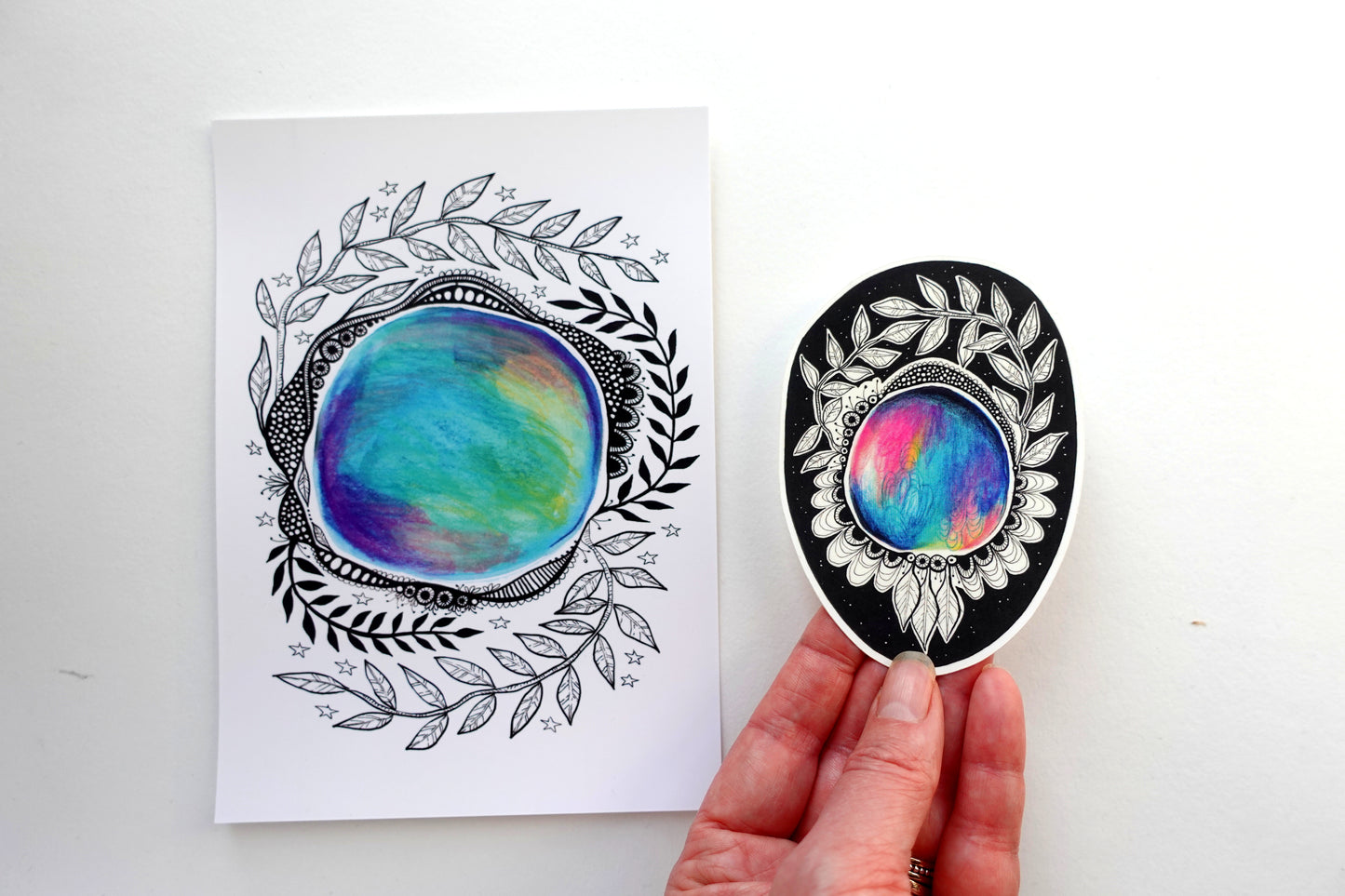 Sticker & Print (5x7) Pack - Mandala Orb set
