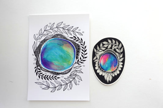 Sticker & Print (5x7) Pack - Mandala Orb set