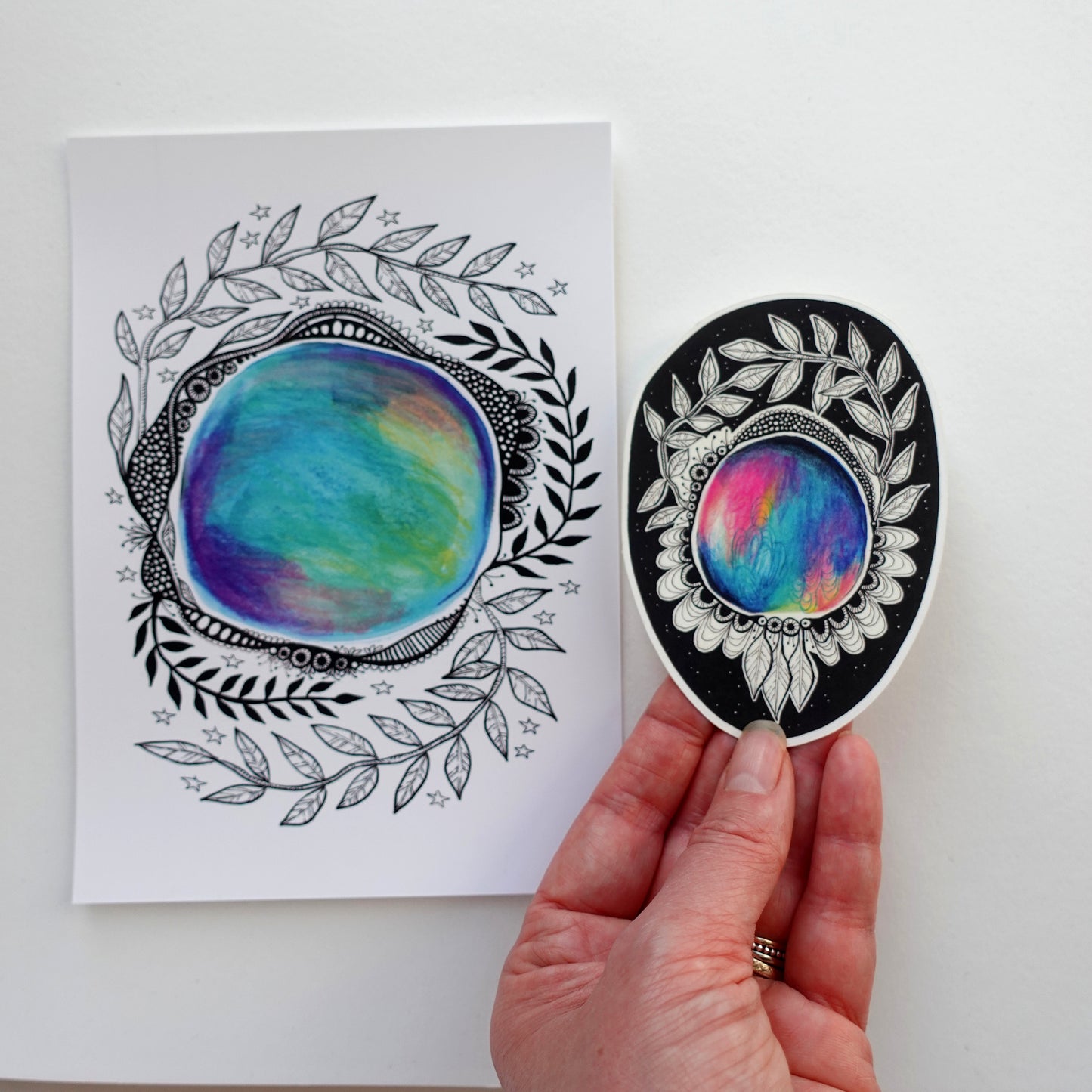 Sticker & Print (5x7) Pack - Mandala Orb set