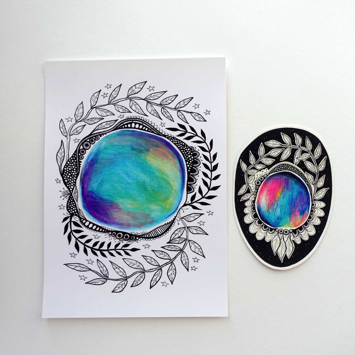 Sticker & Print (5x7) Pack - Mandala Orb set