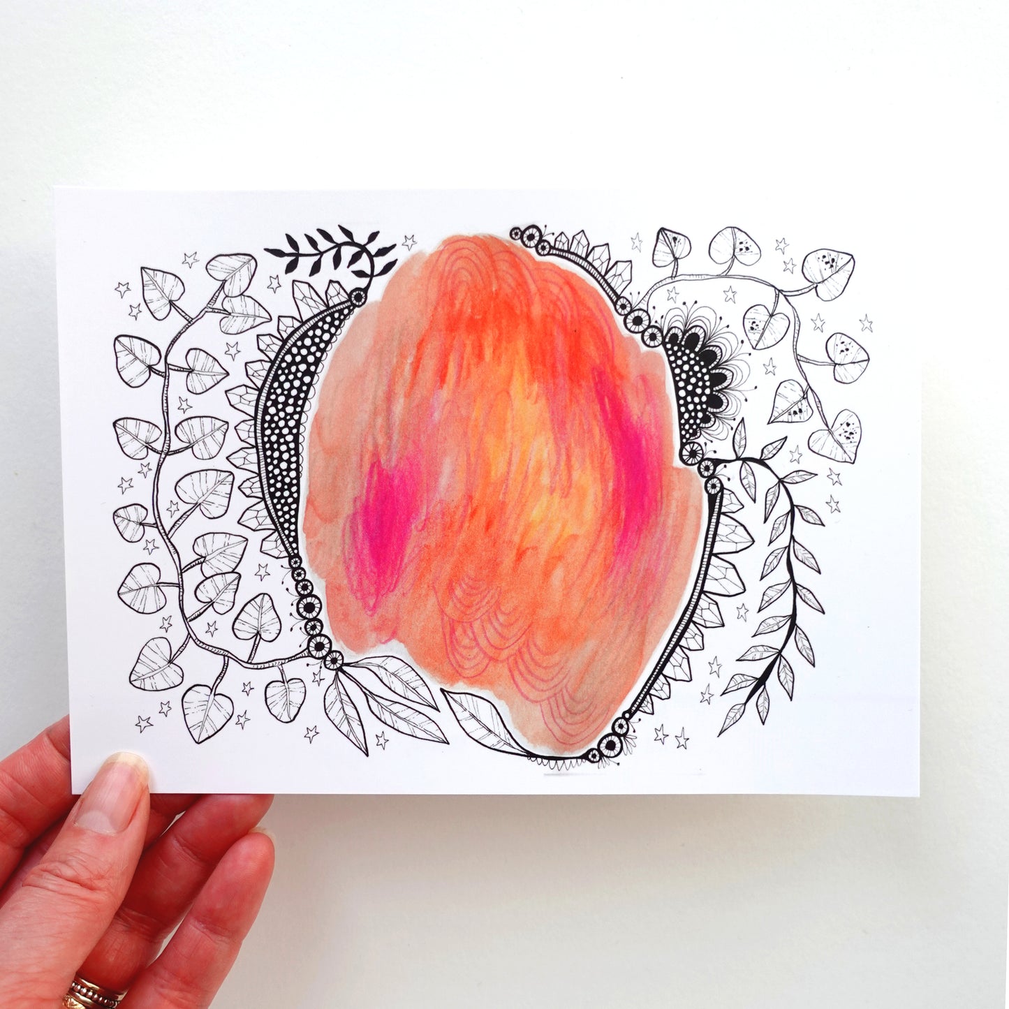Mini Print (5x7) - Orange mandala orb