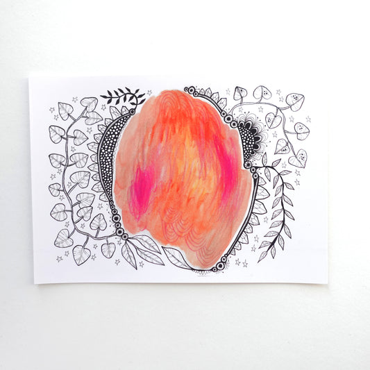 Mini Print (5x7) - Orange mandala orb