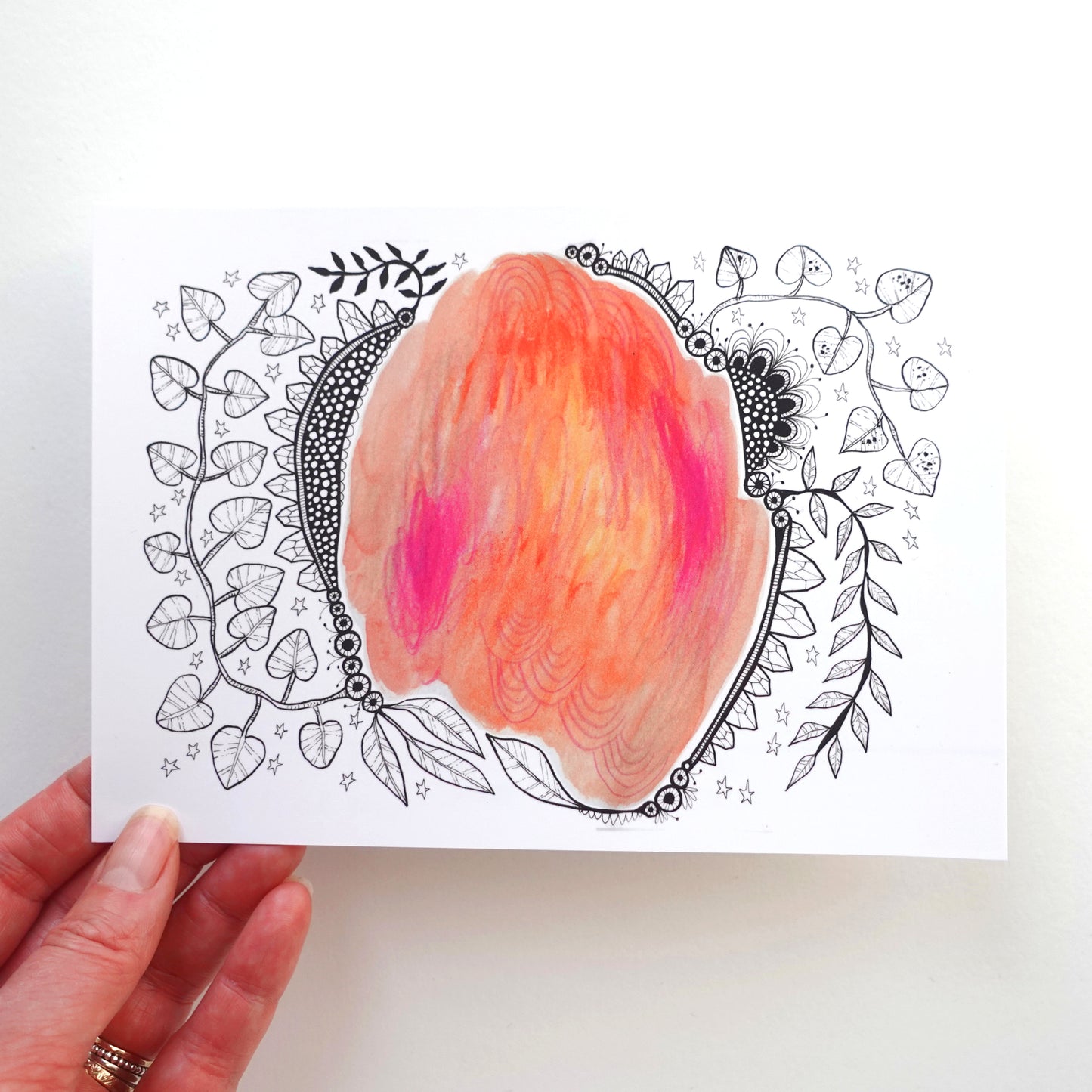 Mini Print (5x7) - Orange mandala orb