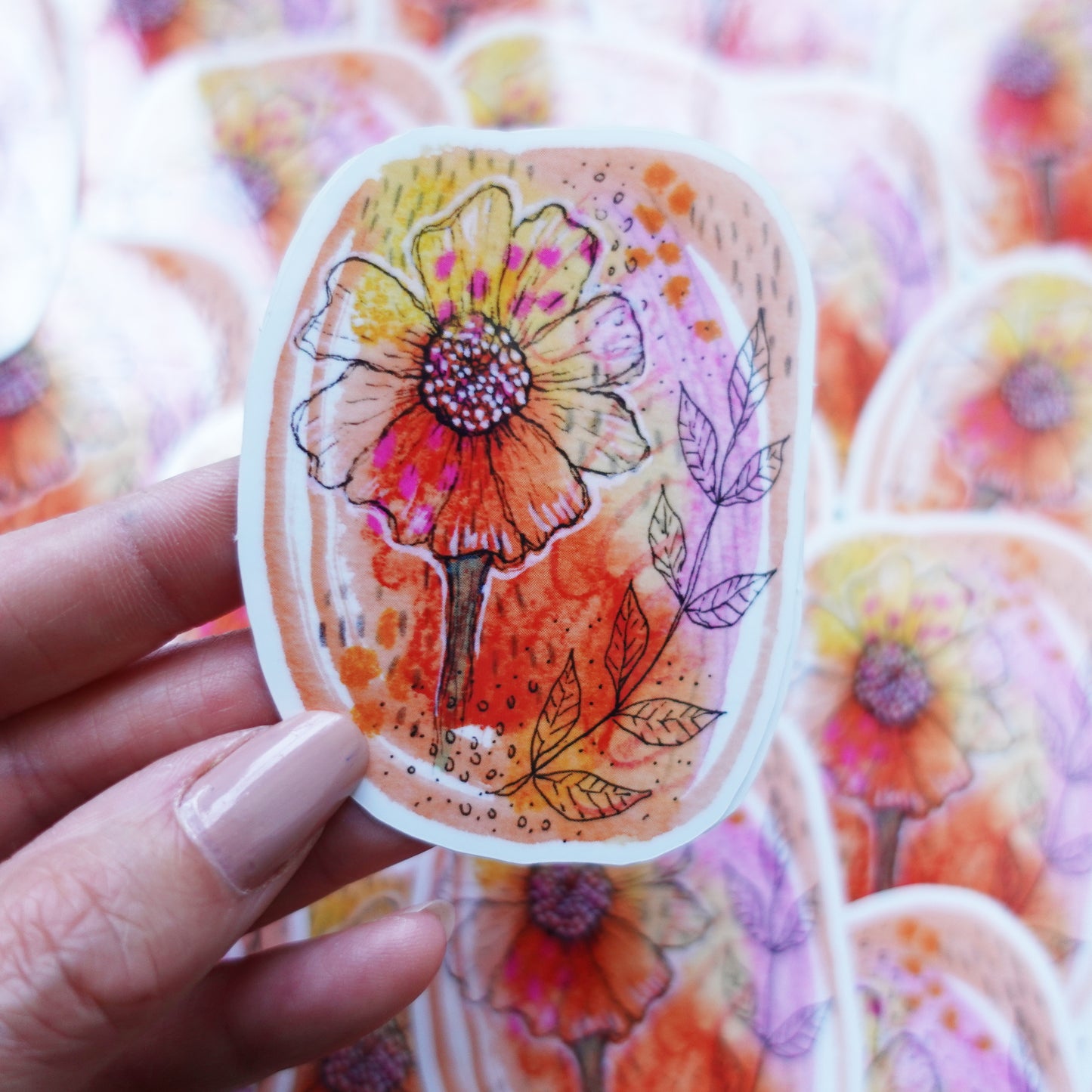 Sticker - Orange Flower (Vinyl)